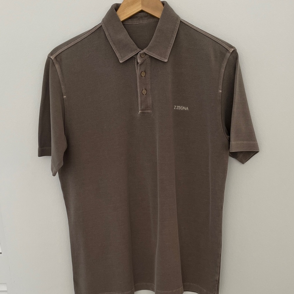 Z Zegna Garment Dyed Short Sleeve Polo